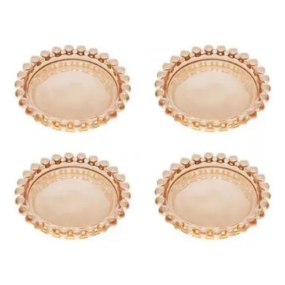 Conjunto 4 Pratos De Cristal Pearl Âmbar 10cm - Wolff UNICA